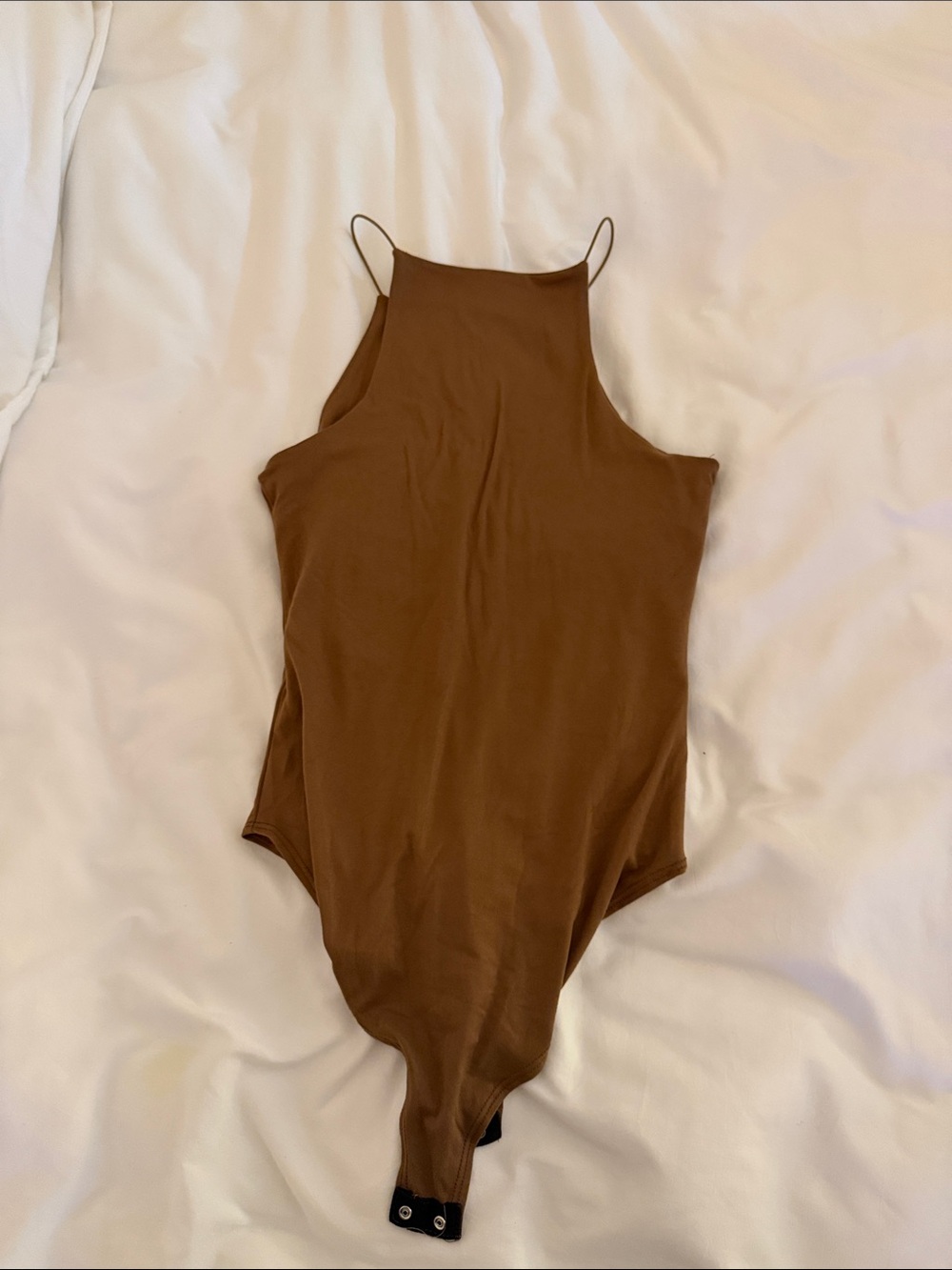 Brown High-Neck One-Piece Bodysuit
